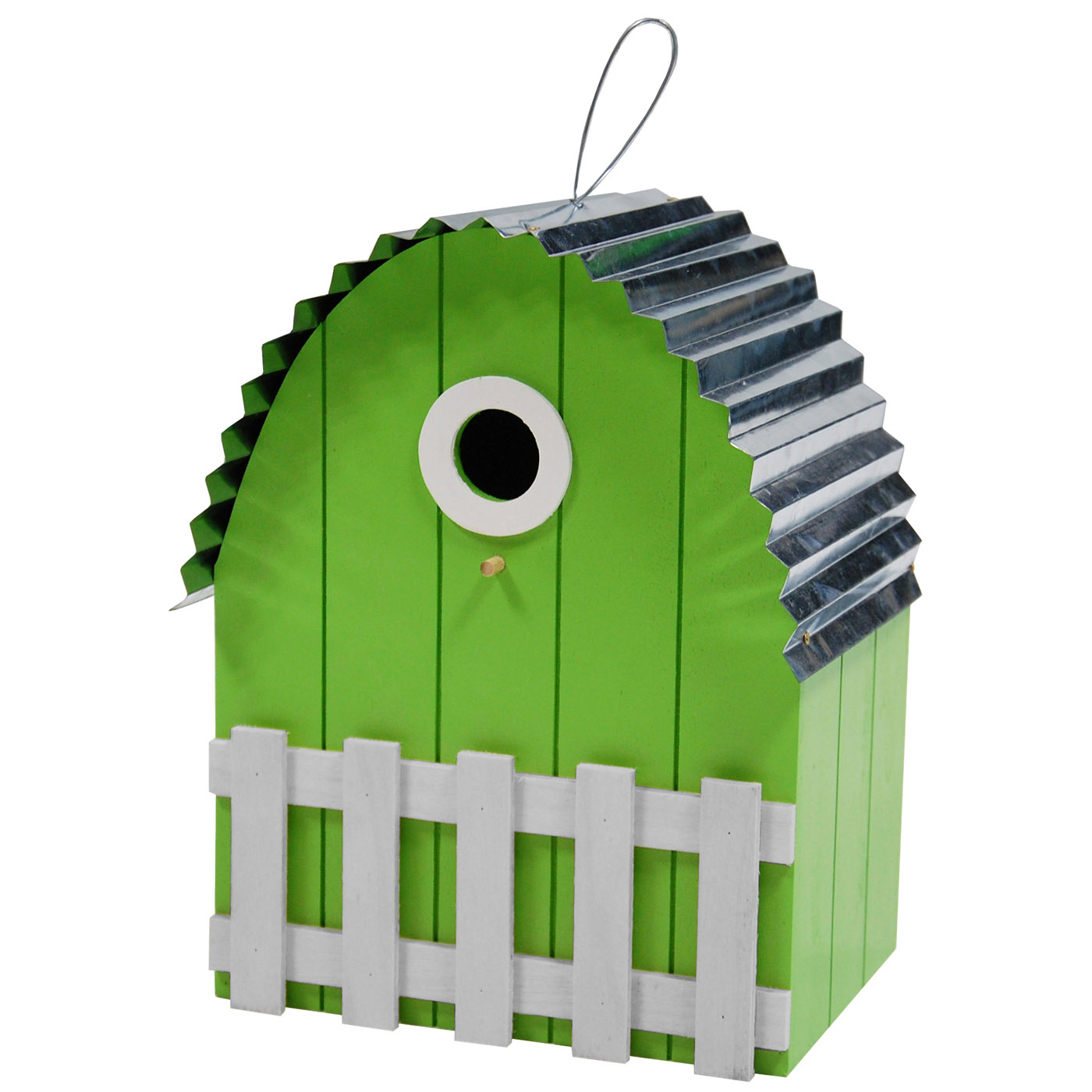 BIRDHOUSE CURVED ROOF LIGHT GREEN