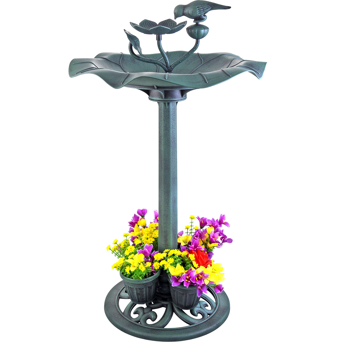 FONTAINE A EAUX SUR PIED AVEC 4 POTS A FLEUR H : 81 CM