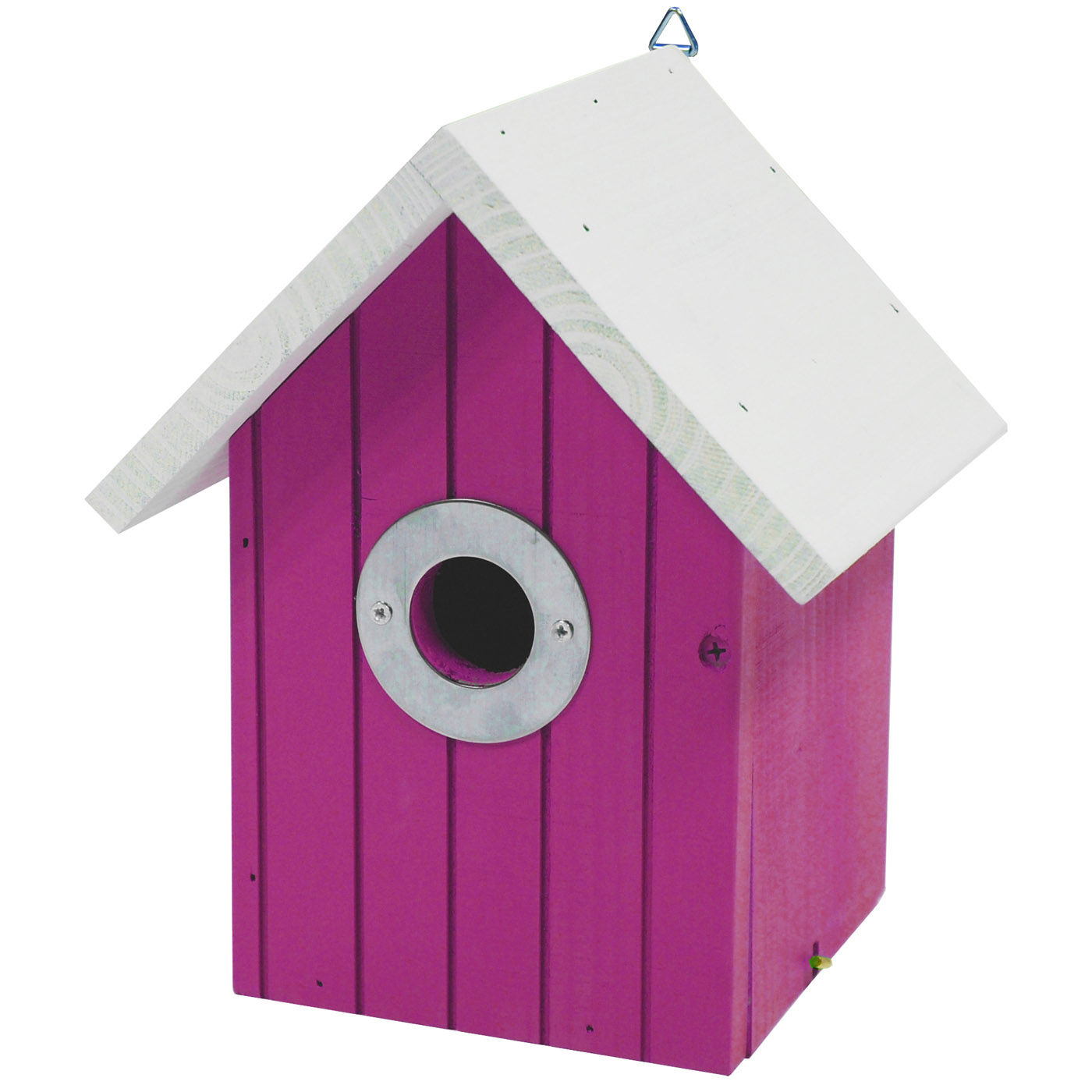 BIRDHOUSE WHITE ROOF PINK