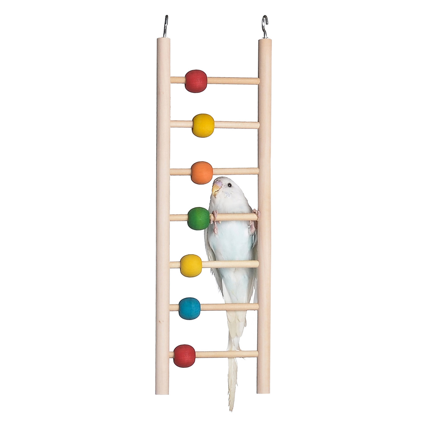 BIRD TOY 7 STEPS PLAIN WOODEN LADDER WITH BEADS