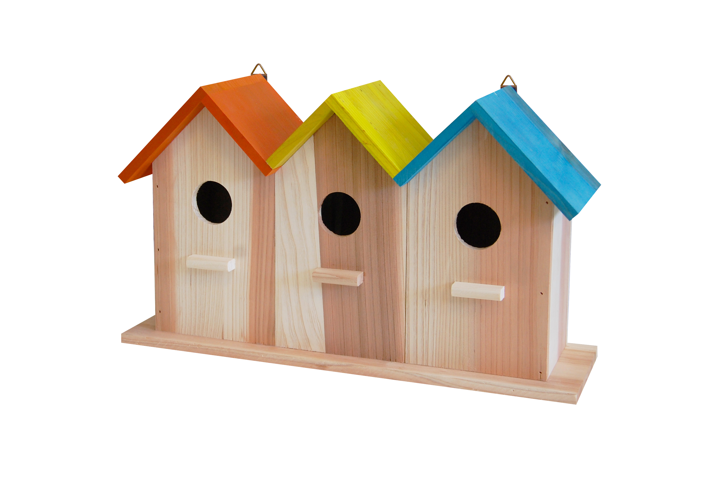 COMBI 3 NESTBOXES/ FEEDING HOUSE WITH COLORED ROOFS