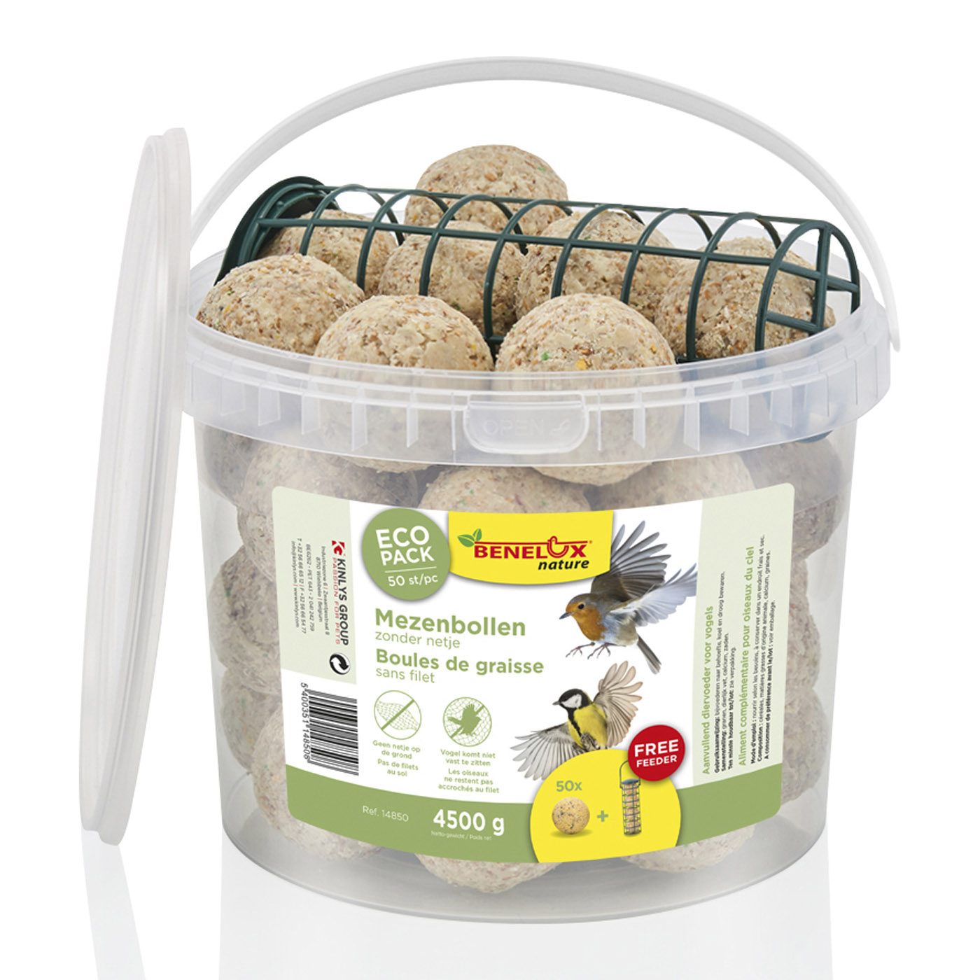 SUET BALLS 50 PC NO NETS + FEEDER IN ROUND PLASTIC