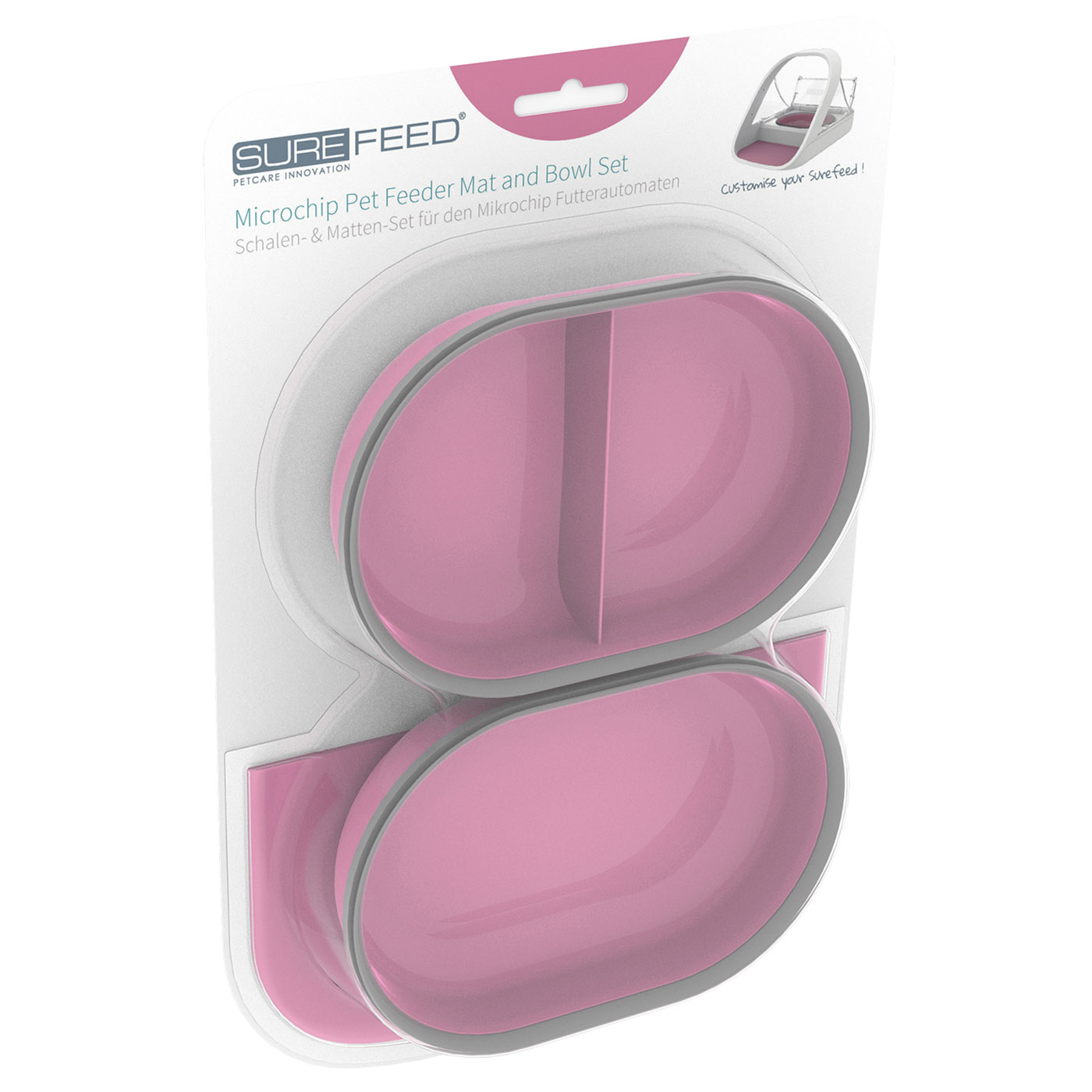 MICROCHIP PET FEEDER MAT AND BOWL SET - PINK