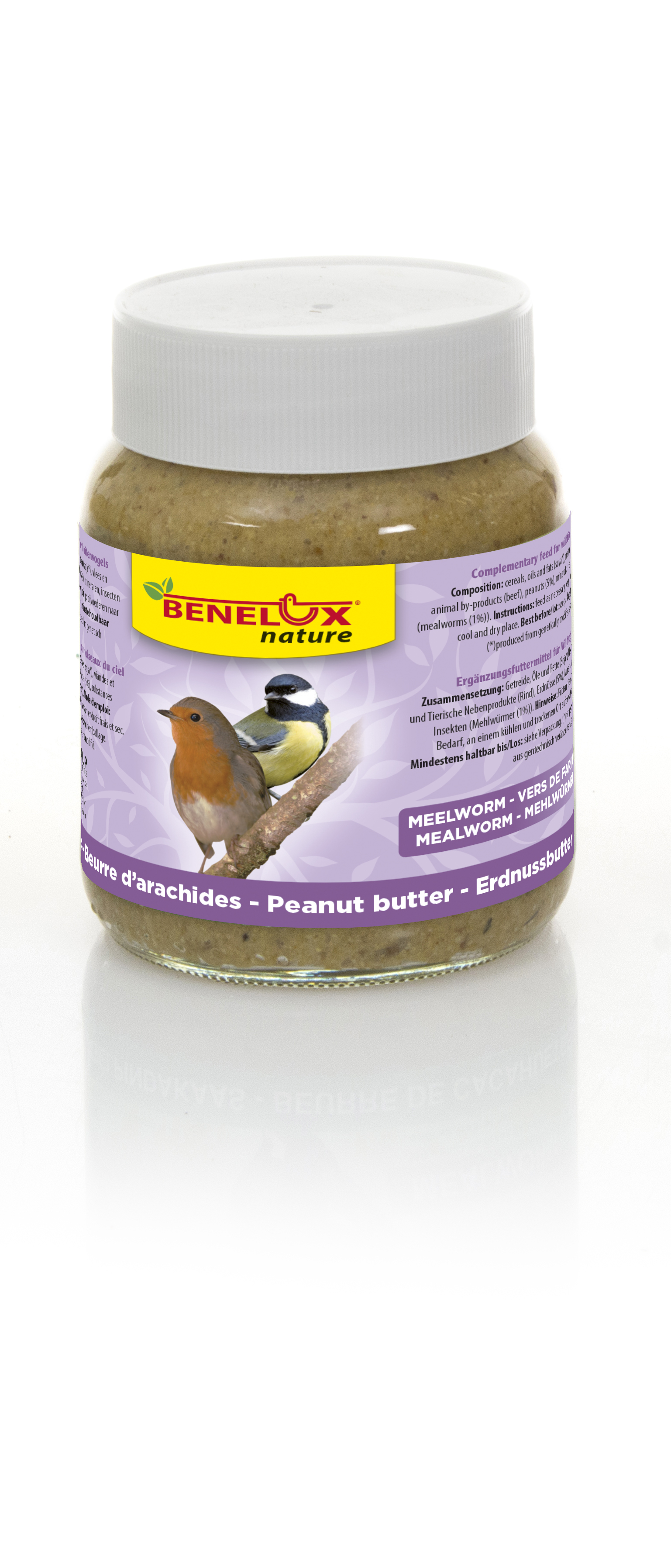 VOGELPINDAKAAS + MEELWORM 350 G VOOR VRIJE NATUURVOGELS