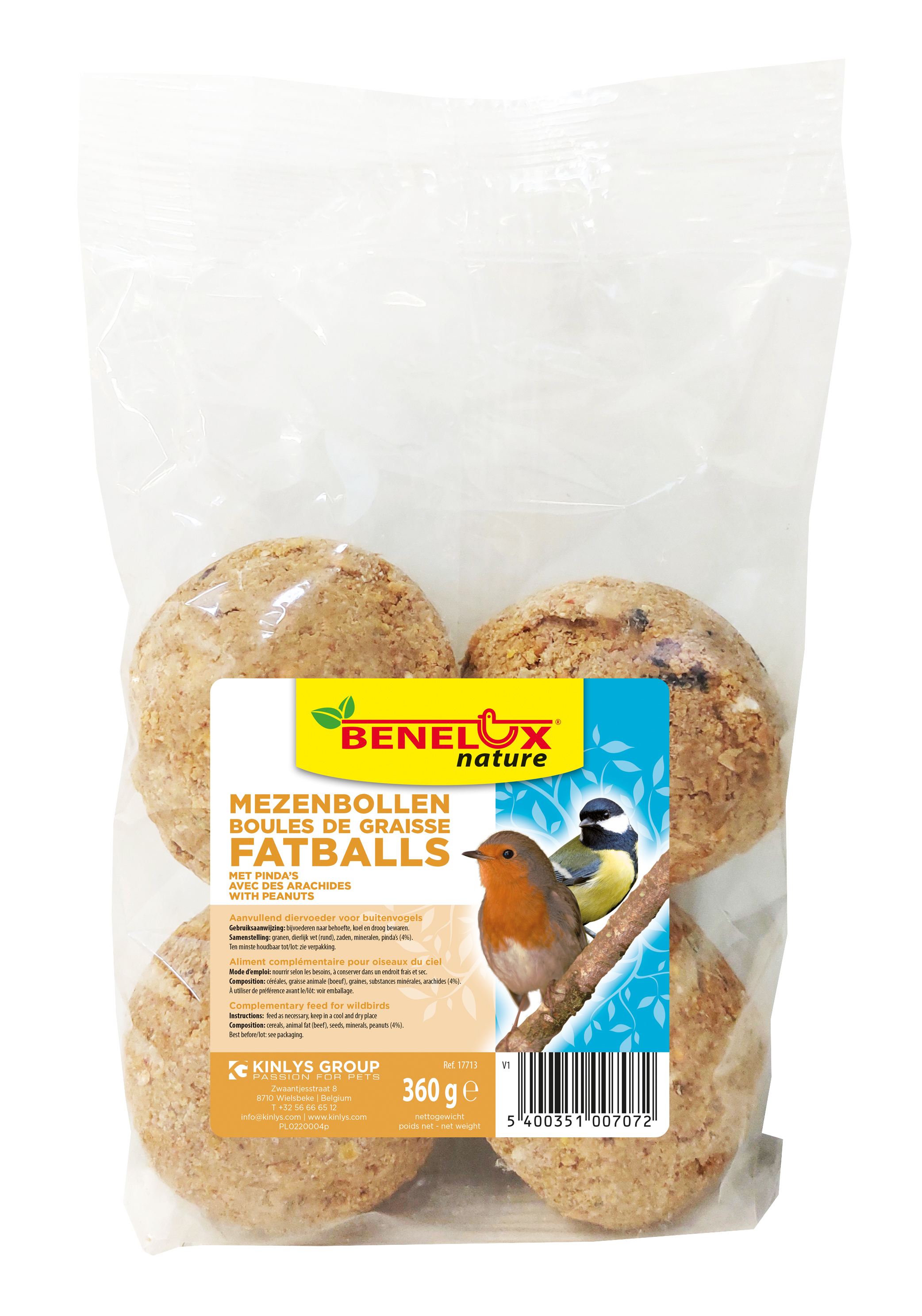 MEZENBOLLEN PER 4 STUKS PINDA'S ZONDER NET 360G