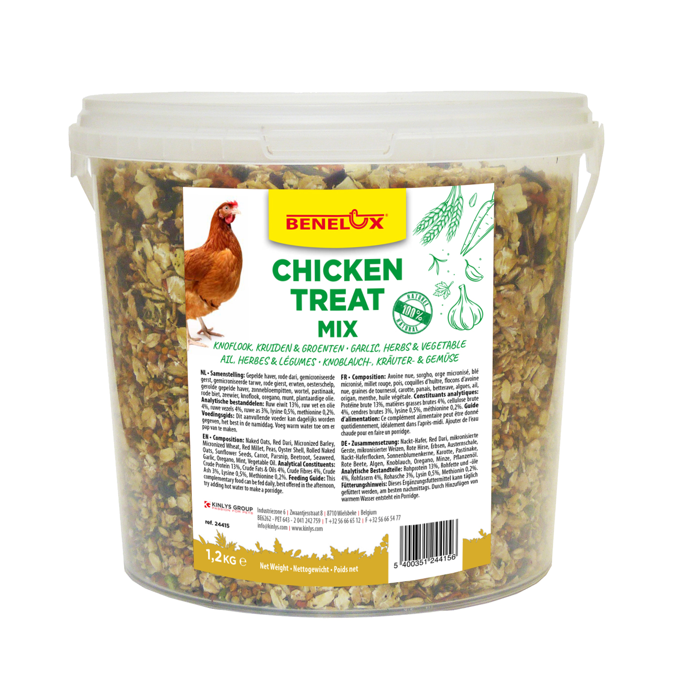 MELANGE DE SNACK POUR POULES AIL, HERBES ET LEGUMES 1200GR