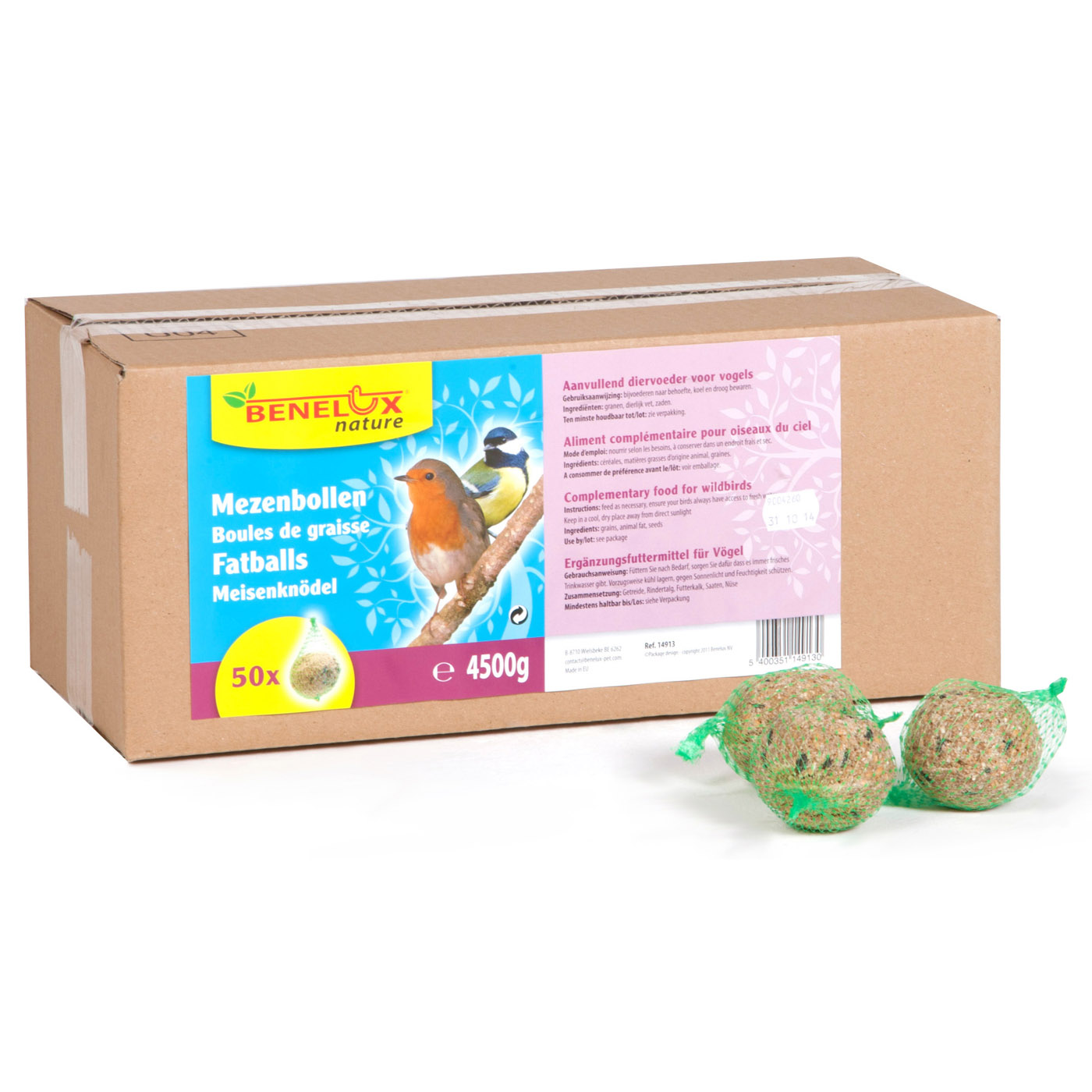 BOULES DE GRAISSE 50 PC X 90G POUR OISEAUX DU CIEL