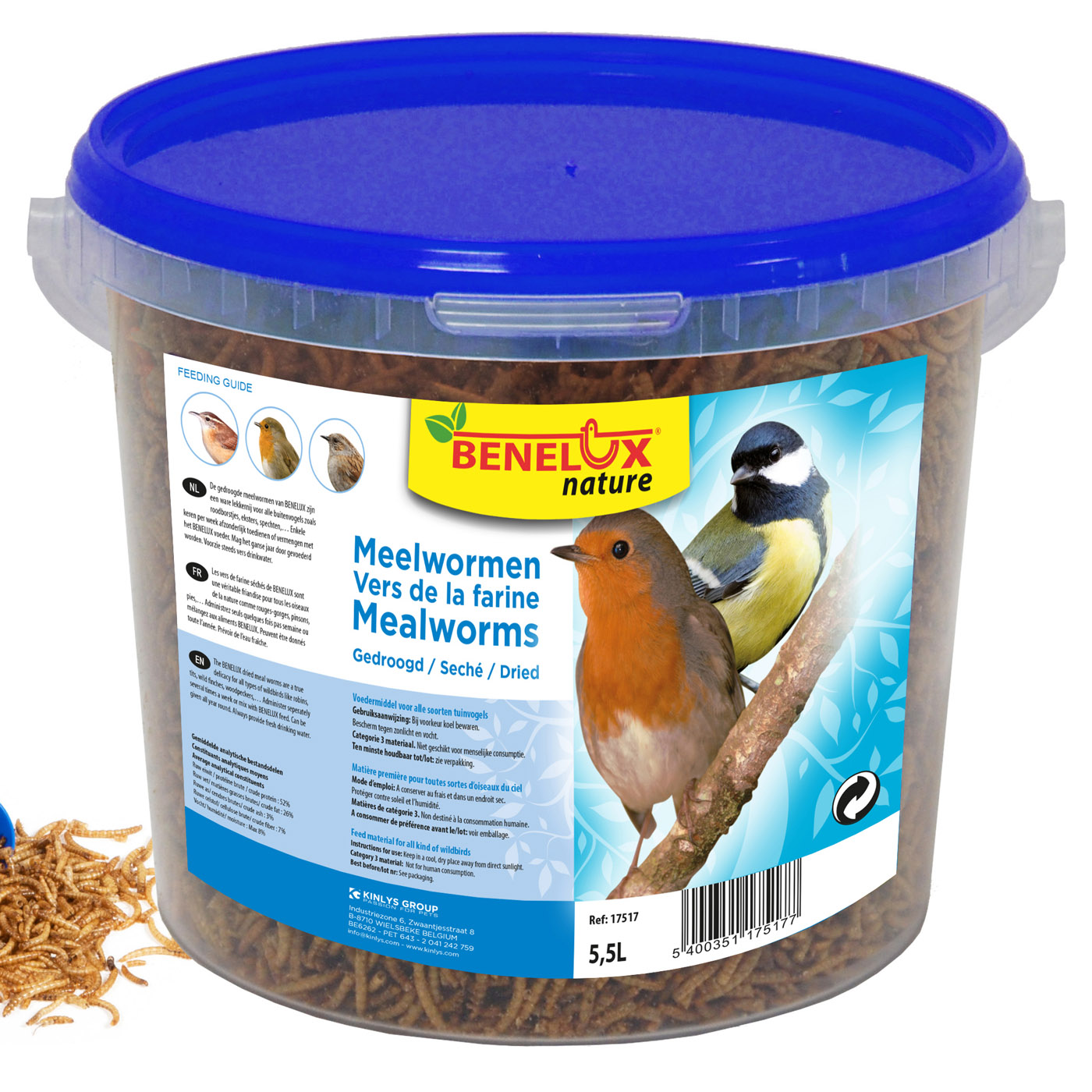 MEELWORMEN EMMER 5.5 L VOOR BUITENVOGELS