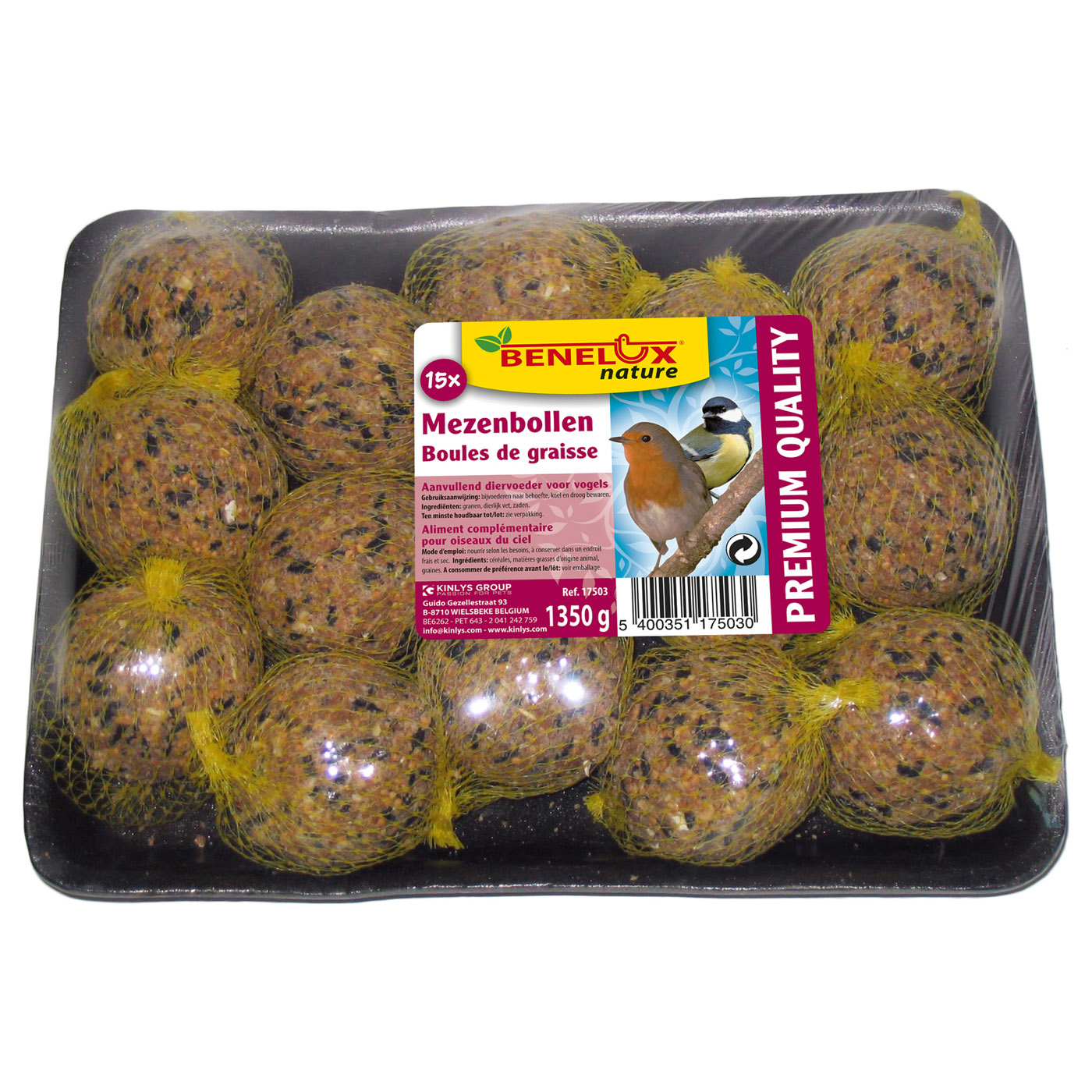 PREMIUM MEZENBOLLEN 15 ST/ SCHAAL VOOR VRIJE NATUURVOGELS