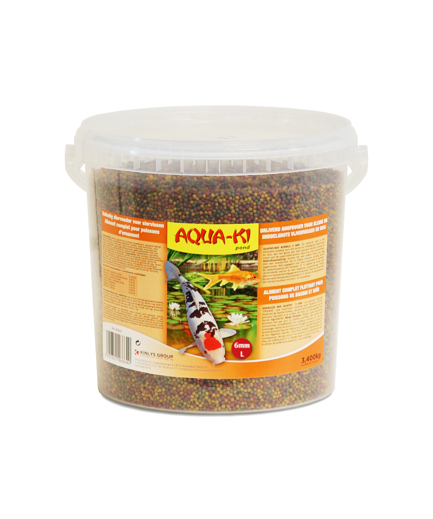 AQUA-KI ORANGE POND 3 COLORS 6.0 MM 10 L - 3.4 KG BUCKET