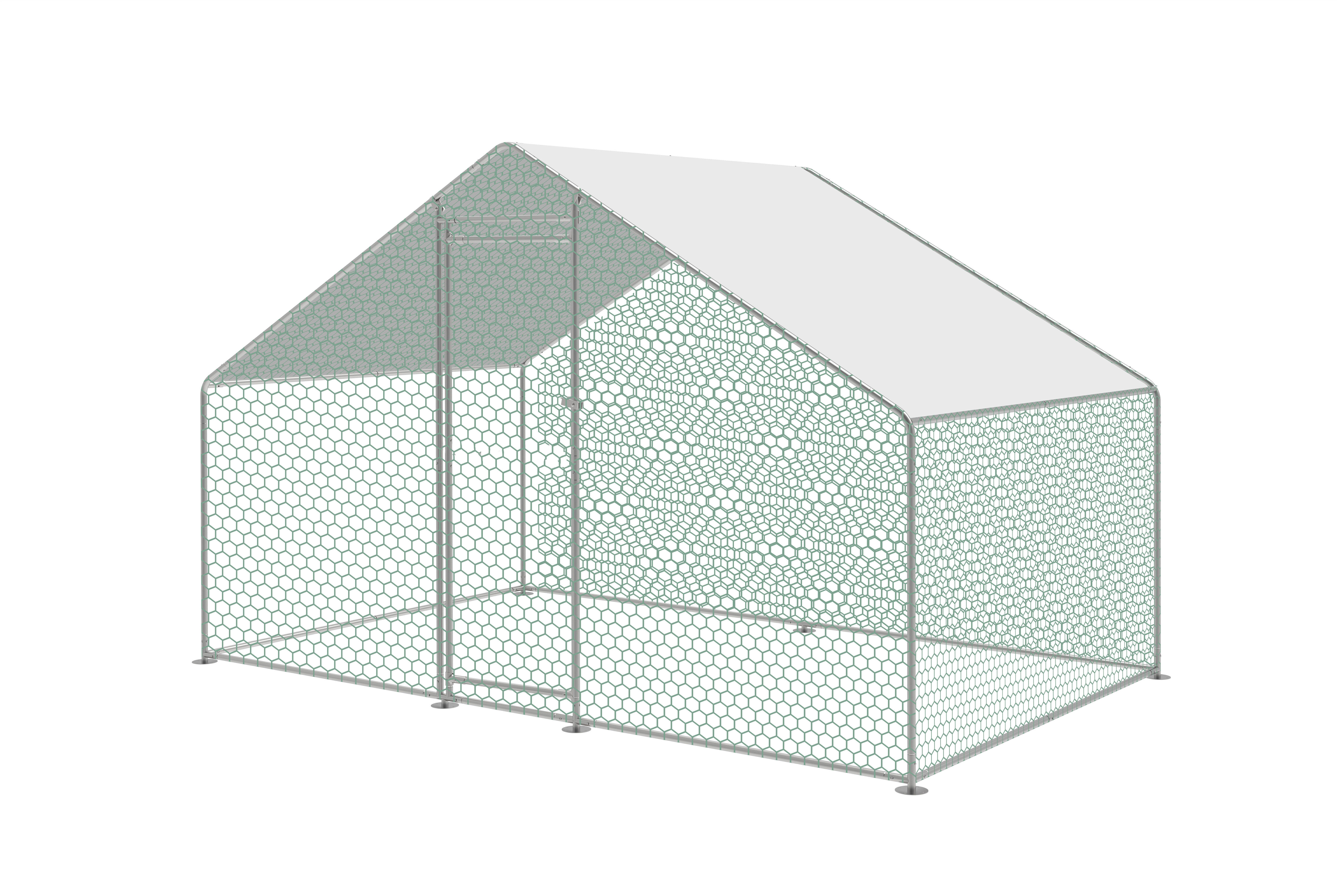 METAL CHICKEN COOP WITH ROOF 2X3X1,95 M - 2 BOXES