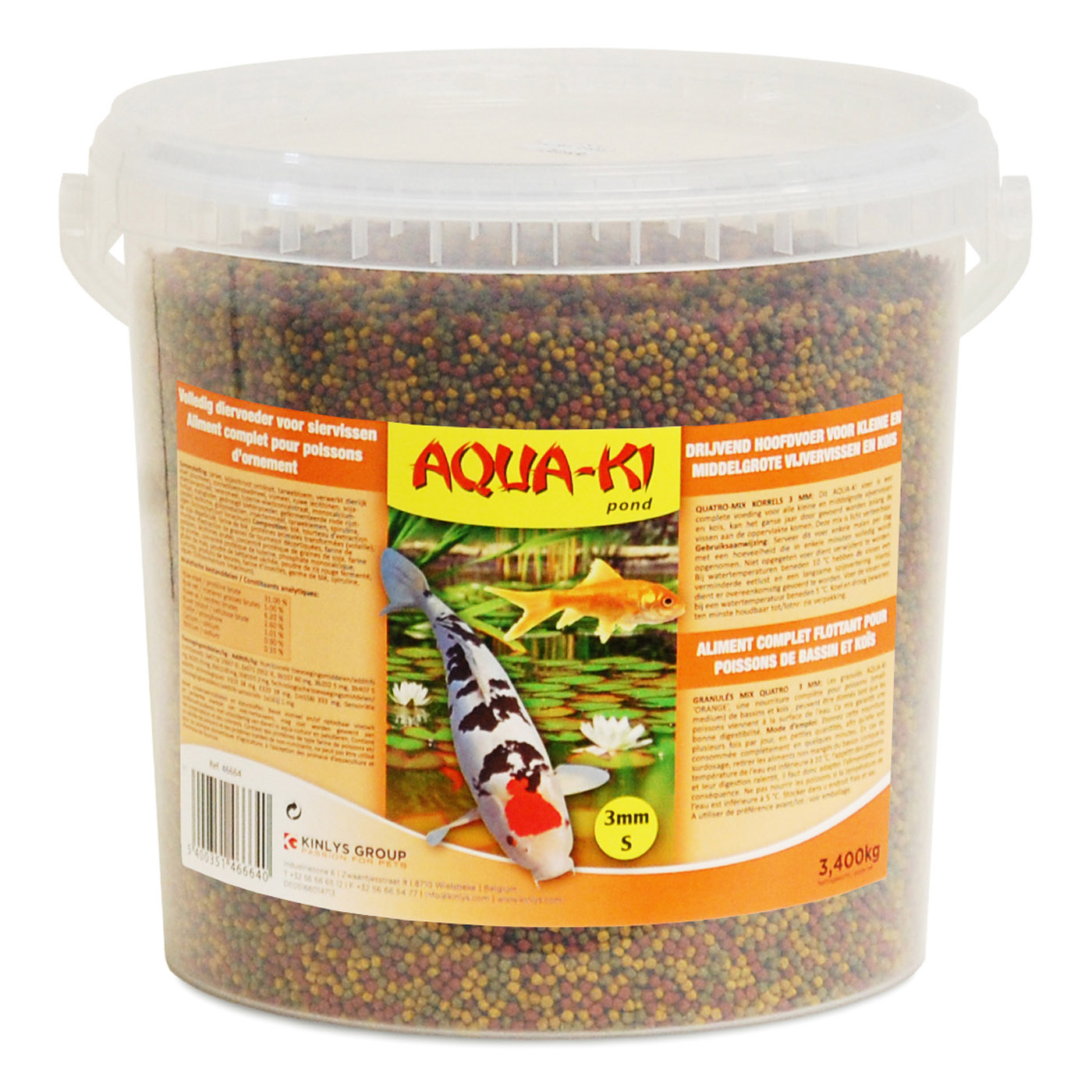 AQUA-KI ORANGE 3 COLOUR POND FISH 10 L - 3,4 KG BUCKET