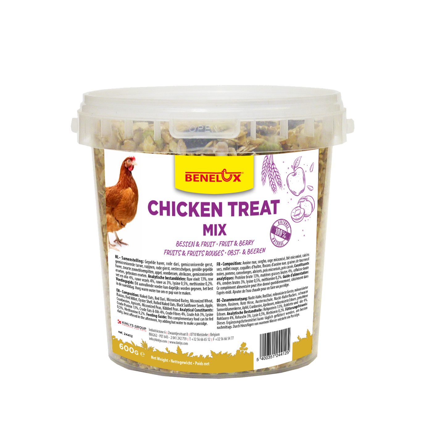 CHICKEN TREAT FRUIT & BERRY MIX 600GR